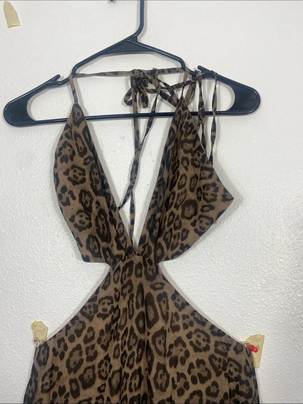 Fashion Nova Leopard Print Halter Cutout Maxi Dress - Brown Size S